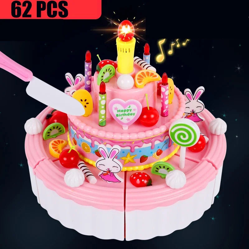 Pretend Play Tea Set Utensils Cut Kids Play House Birthday Cake Toys Children Toy Food Cake Model Girl Simulation Kitchen Coffee