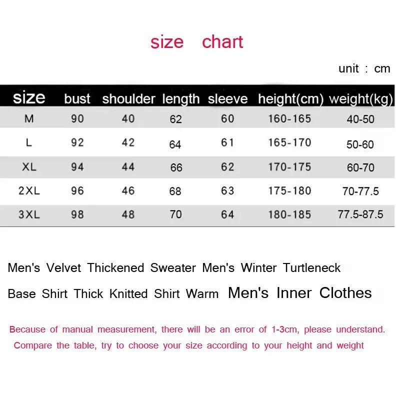 New Turtleneck Sweaters Men Autumn Winter Thick Knitted Sweaters Added Velvet Solid Color Casual Base Pullovers.