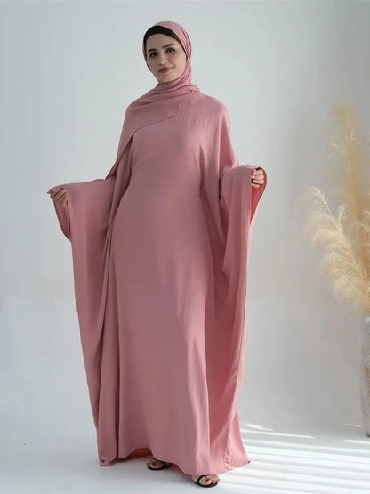 Ramadan Eid Baumwolle Leinen Khimar Abaya Set Dubai Muslim Sets Hijab Kleid Kaftan Abayas Kaftan Marocain Femme Vestidos Para Mujer