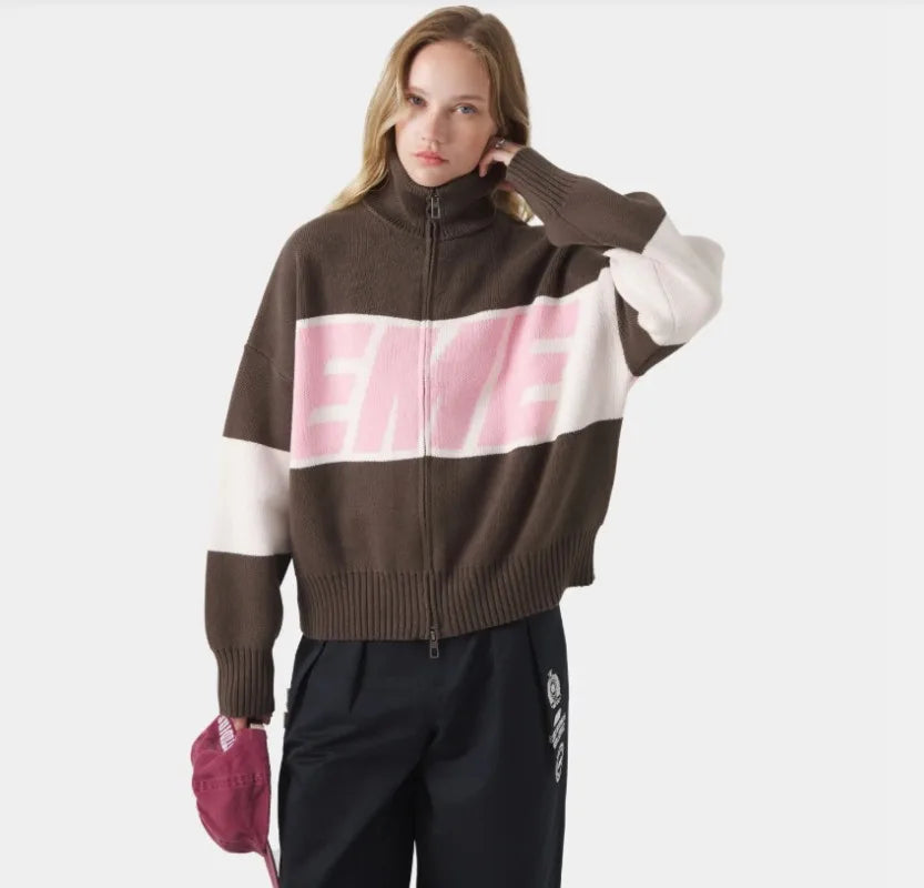 Autumn/winter Streets Casual Loose Retro Embroidered Top Hip-hop Oversized Sweater American Fashion Brand Zipper Cardigan Unisex.