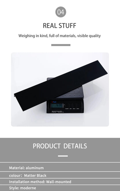 Matt Schwarz Wand Regal Bad Regale Bad Zubehör 30-50cm Moderne Küche Dusche Bad Lagerung Rack Großhandel Förderung