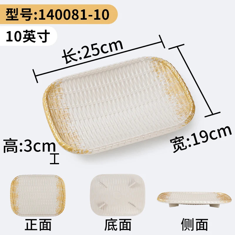 1Pc Thickened Melamine Tableware Not Easily Broken Plastic Barbecue Plate Merchant Dining Plate Household Kitchen Accessories