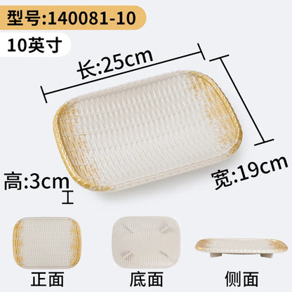 1Pc Thickened Melamine Tableware Not Easily Broken Plastic Barbecue Plate Merchant Dining Plate Household Kitchen Accessories