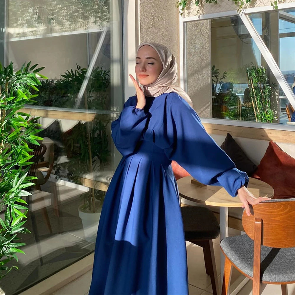 Ramadan Linen Abaya Dubai Turkey Islam Muslim Modest Dress Kaftan Prayer Clothes For Women Kebaya Robe Arabe Femme Musulmane.