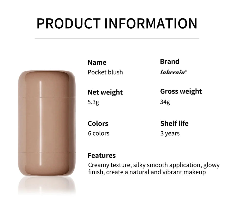 Magic Blush Stick 3-in-1 Cheek Lip Tinted Moistured Blush Stick Silky Brighten Blush Cream Blusher Cosmetics Tubes Matte Contour.