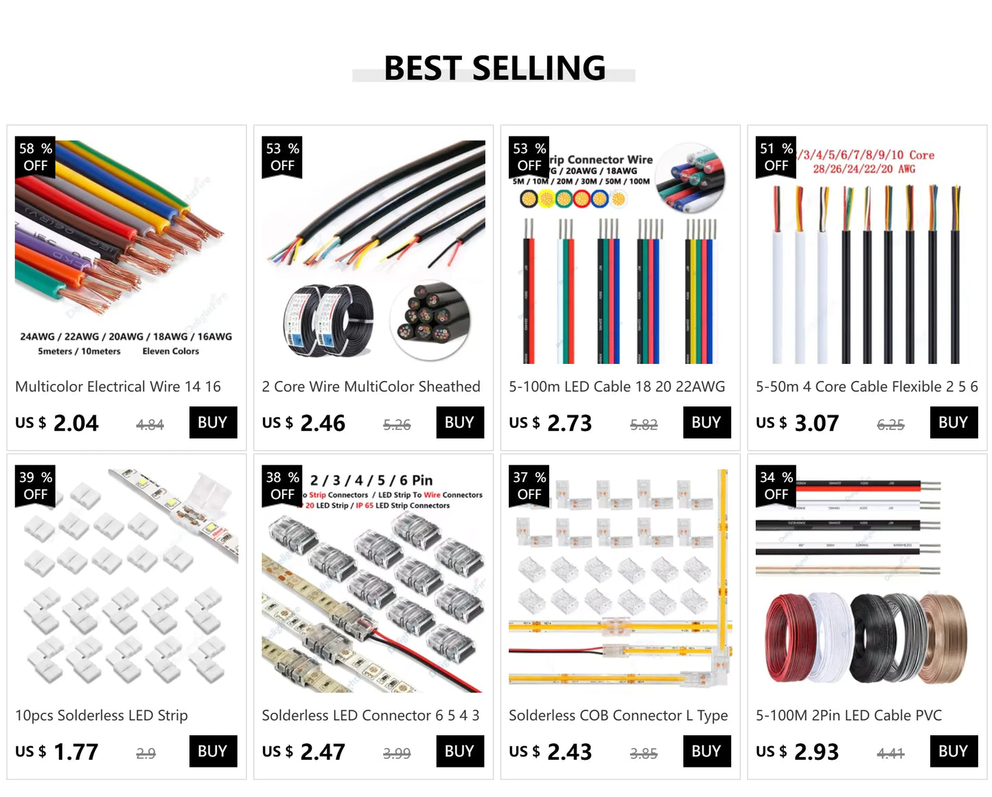 Multicolor Electrical Wire 14 16 18 20 22 AWG Flexible PVC Copper Wire Electronic Cable For Equipment LED Strip Light Speaker.