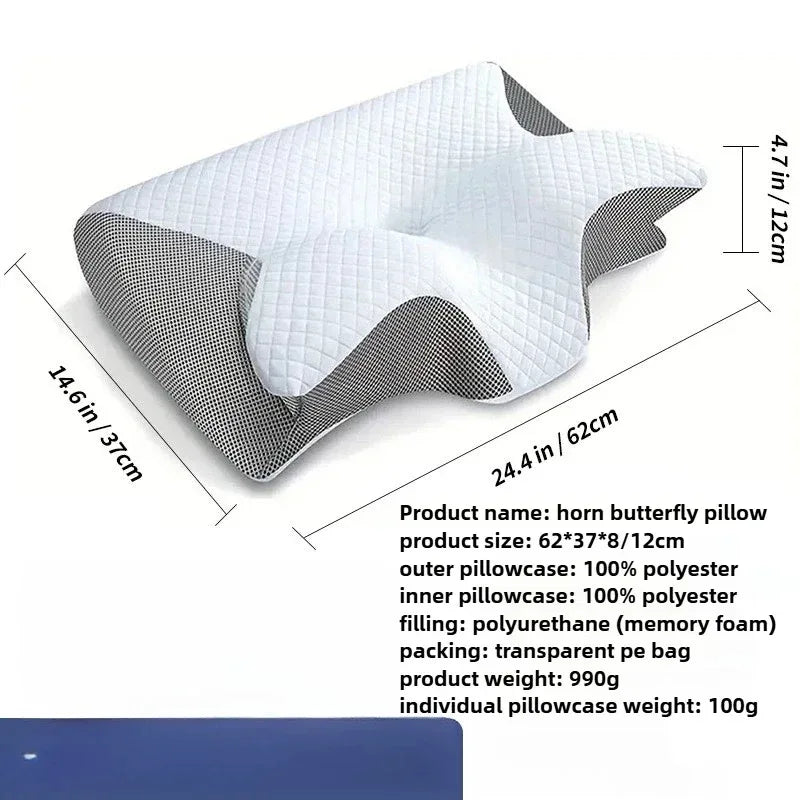 Butterfly Sleep Memory Neck Pillow Slow Rebound Comfortable Memory Foam Sleep Pillow Cervical Orthopedic Neck Massage Bed Pillow.