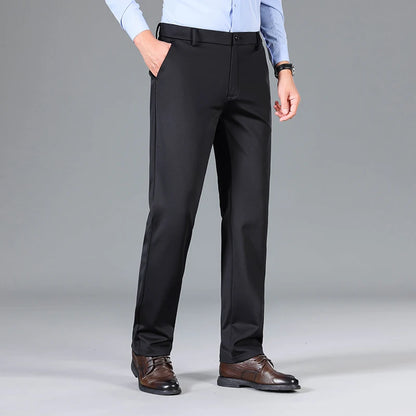 2025 Autumn Winter Suit Pants Men Baggy Straight Business High Waist Work Thick Embroidery Long Formal Trousers Male Plus Size.