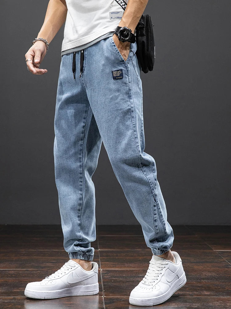 Spring Summer Black Blue Cargo Jeans Men Streetwear Denim Jogger Pants Men Baggy Harem Jean Trousers Plus Size.