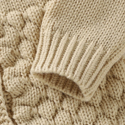 Autumn Baby Rompers Solid Long Sleeve Knitted Newborn Boys Girls Winter Outwear Jumpsuits Hats Clothes Sets 0-18m Infant Outfits