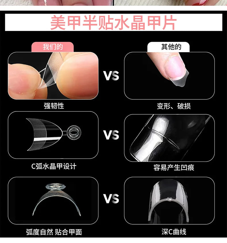 120-600Pcs False Nail Tips Soft Gel Fingertip Semi-matte Square French Coffin Full Half Cover Artificial Fake Nails Extension.