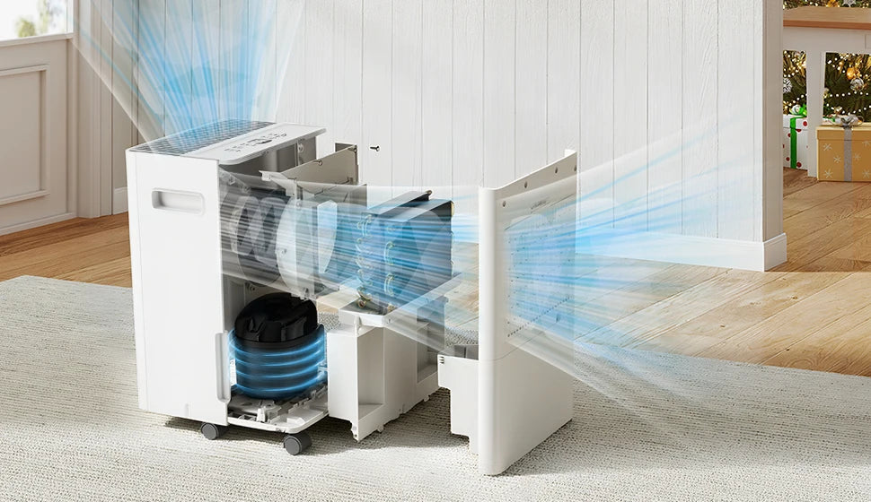 LOEFME Dehumidifier 8L/Day, Electric Dehumidifier, 1m & 3m Drain Hoses, Touchscreen with LED Display, 24h Timer, 1.5L Water Tank.