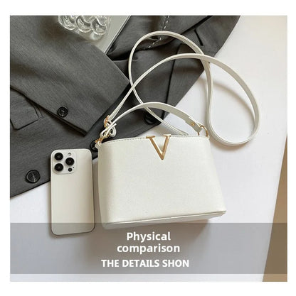 Luxury Women's Tote Bag, Chic V Shaped Stylish Pu Leather Bucket Bag, Top Cover Handbag Women Shoulder Crossbody Bag for Woman.