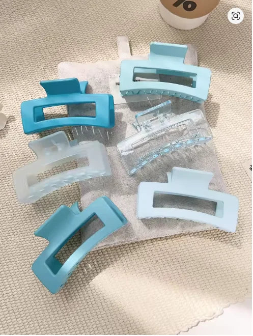 Big Hair Claw Clips Ice Cream Color 6 Pcs for Thick Hair,Square Hair Clips for Women Rectangle Nonslip Acrylic Banana Jaw Clips.