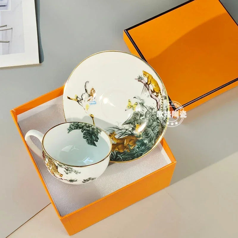 European ceramic western dinner plate, jungle set, steak plate, Coffee cup, afternoon , personalized gift set