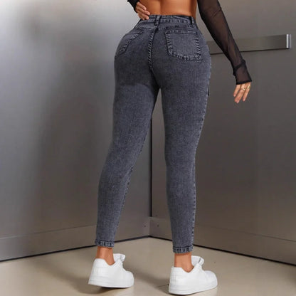 High Waist Women's Denim Slim Fit Jeans Butt Lifting Mid Waist Comfortable Stretchy Long Pants Fashionable Casual Trousers.