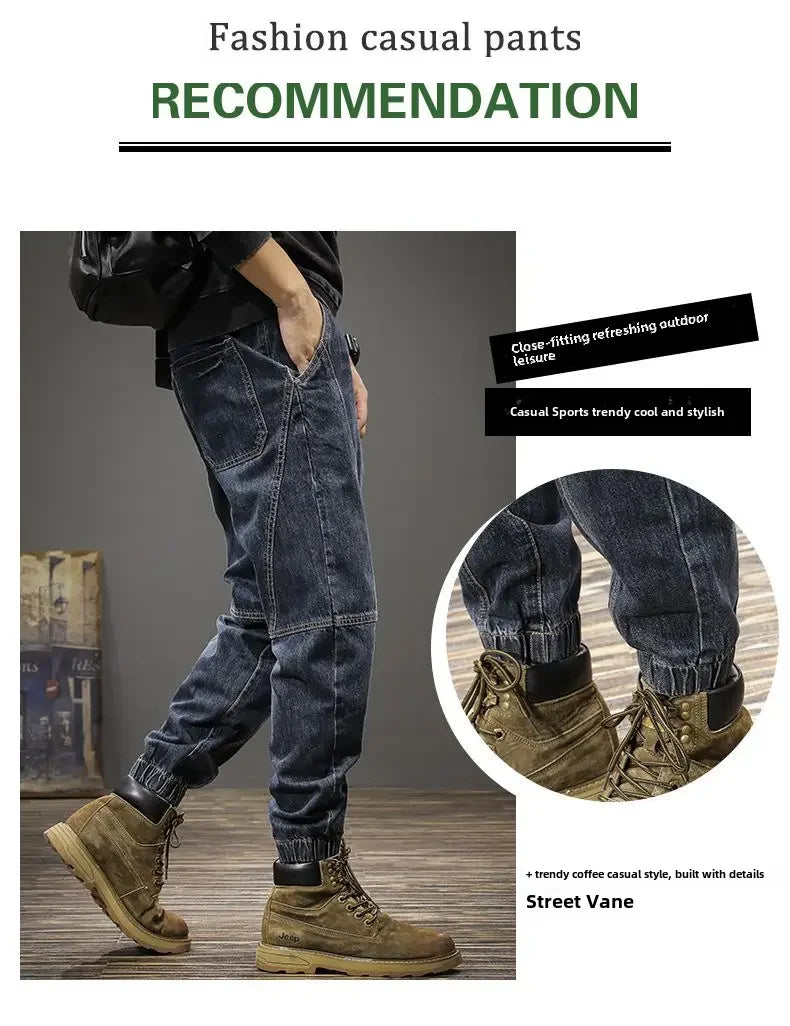 Autumn Winter Men's Trendy Loose-fit Jeans Casual Harem Trousers Long Pants Comfortable Working Clothes.