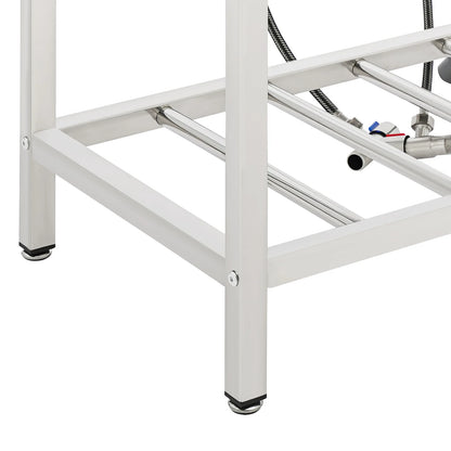 Freistehendes Waschbecken aus Edelstahl mit 2-stufigem Boden, Aufbewahrungsregal für die Küche, Outdoor-Spüle mit Facut-Handwaschstation