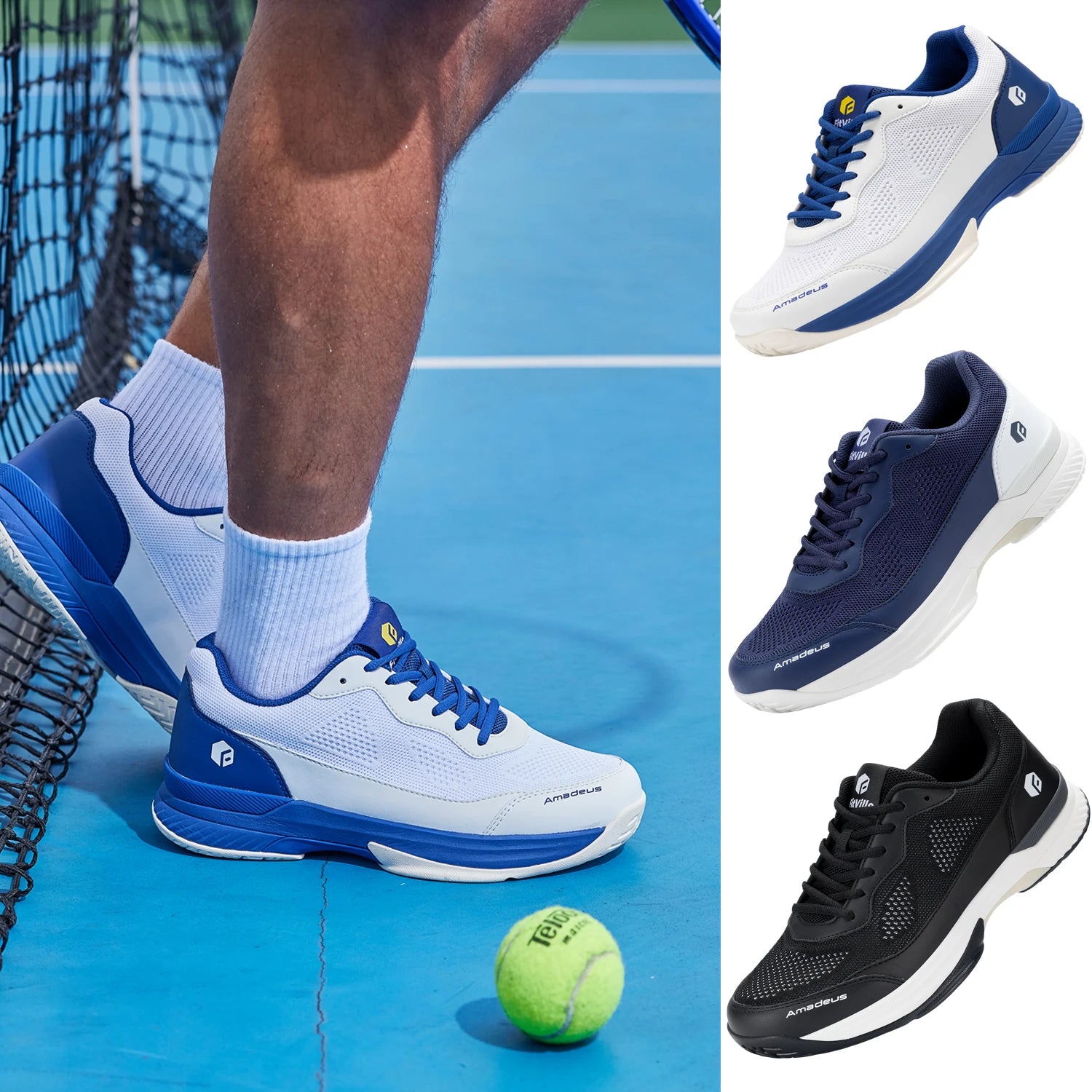 FitVille Men'S Tennis Shoes Wide Version 2E Professional Training Sports Shoes Breathable Non-Slip Rackets With Arch Support.