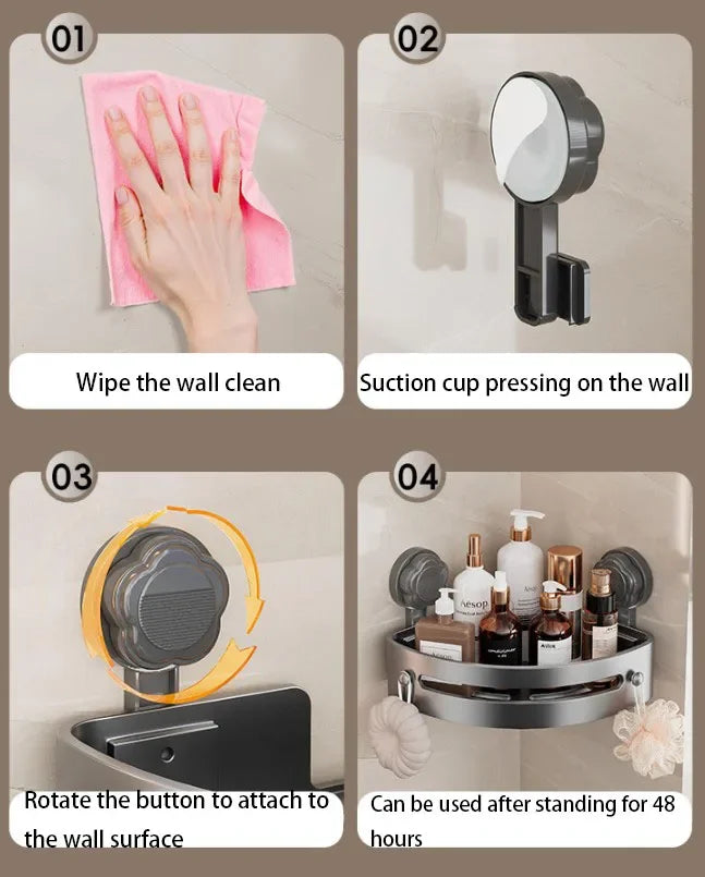 Waschraum-Saugnapf ohne Stanzen, dreieckiges Lagerregal, Badezimmer, Toilette, Ecke, Handtuch, Duschgel, Lagerregal