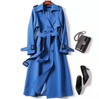 Herbst Winter Langarm Graben Mantel Für Frauen 2024 Mode Lose Büro Dame Lange Outer Jacke Mäntel Weibliche Kleidung