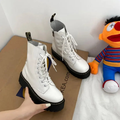 Autumn Winter Fashion Round Toe Lace-up Shoes Womens Boots Zip Ankle Boots For Women High Heels Basics Casual