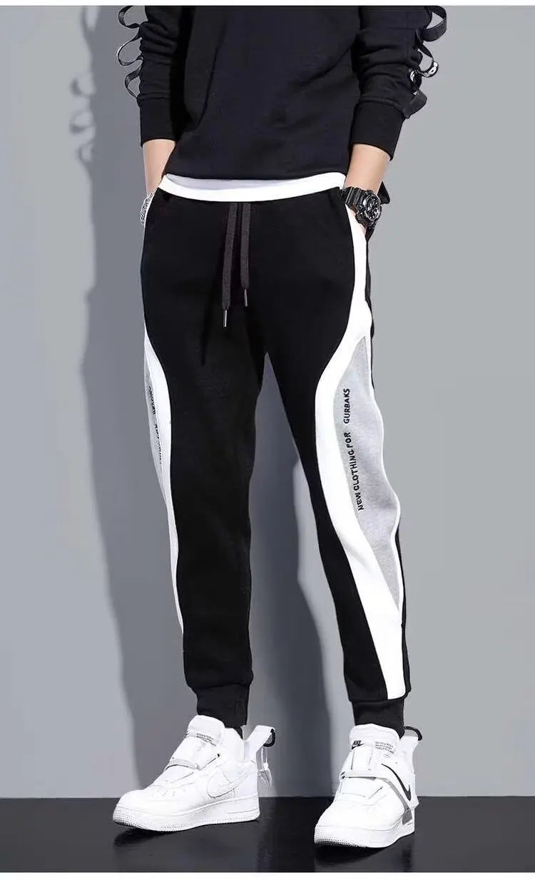 Men Black Pants Hip Hop Drawstring Jogger Fashion Comfortable Trousers Male Casual Sweatpants Loose Elastic Waist Sportswear.