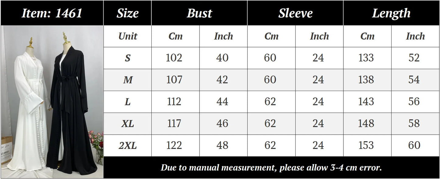 Ramadan Eid Mubarak Open Black White Muslim Modest Kimono Abaya Damen Dubai Islam Women Kebaya Kaftan Robe Femme Musulmane.