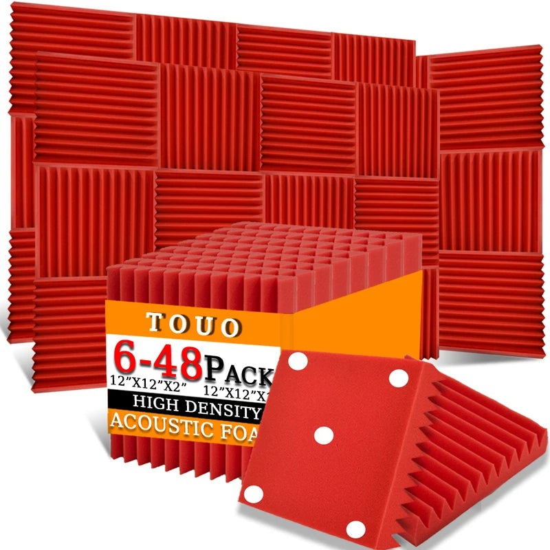 TOUO Sound-Absorbing Foam 6-48 Pcs Acoustic Foam Panels Wall Soundproofing Studio Acoustic Treatment Sound Absorbing Material