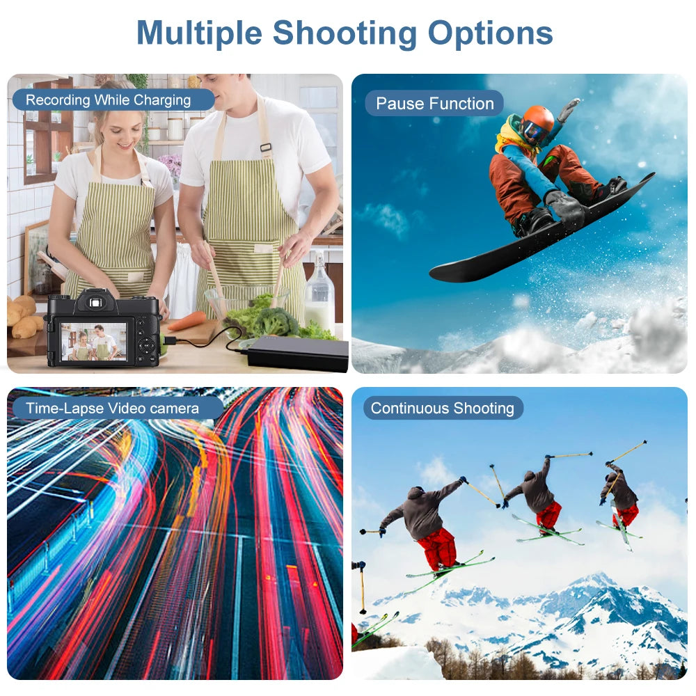 Ourlife 6K Compact Digital Photography Camera 64MP 16X Digital Zoom 180° Flip Screen WiFi Vintage Vlog Video Recorder YouTube.