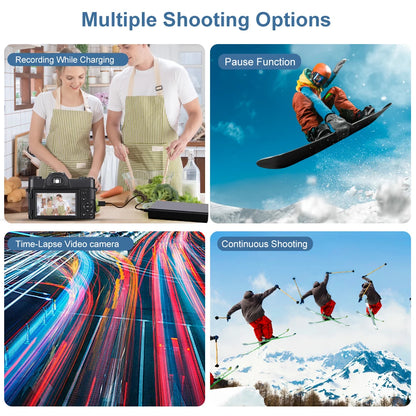 Ourlife 6K Compact Digital Photography Camera 64MP 16X Digital Zoom 180° Flip Screen WiFi Vintage Vlog Video Recorder YouTube.