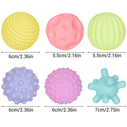 6PCS Textured Balls for Baby Sensory Play 6-12 Months, Activity Multi Soft Ball, Montessori Shower Toys for Toddlers 1-3 Years.