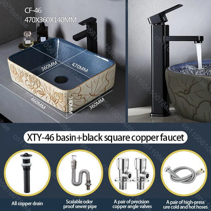 Retro Keramik Badezimmer Waschbecken Arbeitsplatte Waschbecken Künstlerische Eitelkeit Schüssel für Zuhause Keramik Gefäß Waschbecken Theke Waschschüssel Vintage