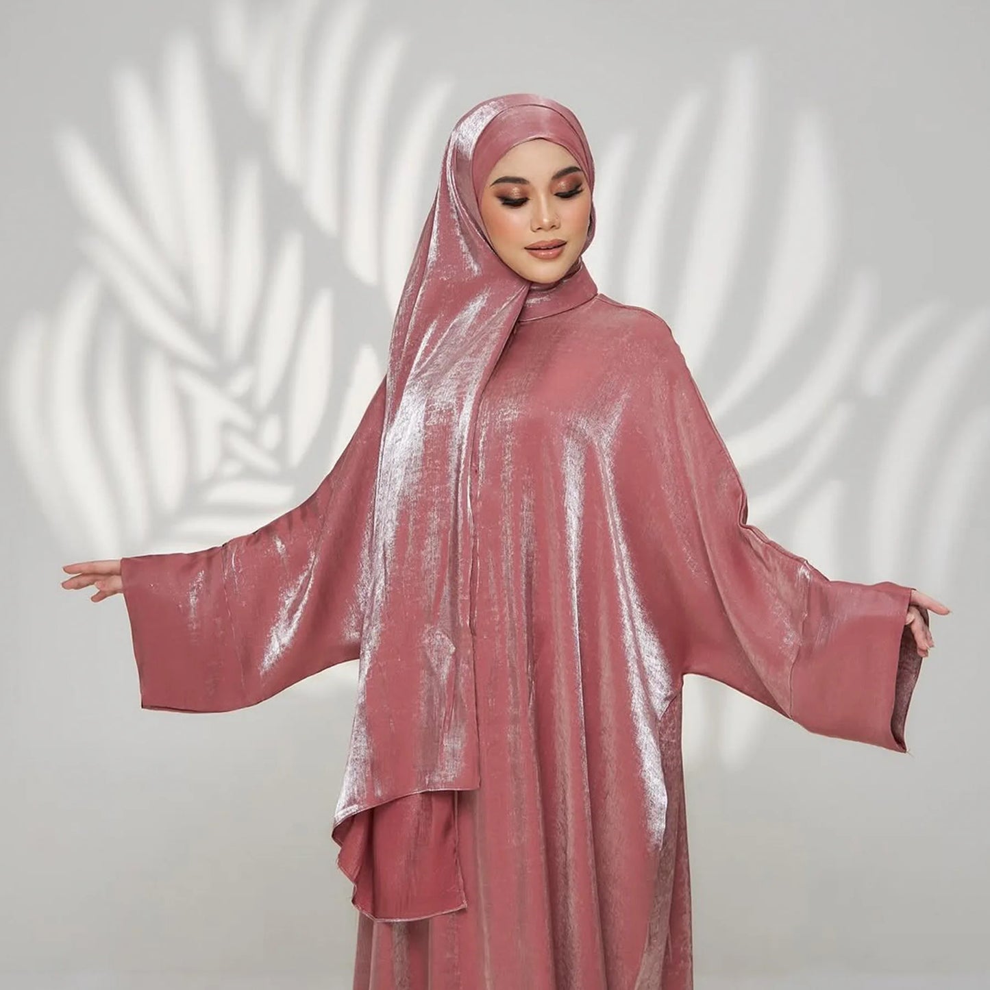 Two Piece Muslim Sets for Women Luxuru Dubai Hijab Abaya Dress Ramadan Saudi Arabia Modest Clothing Islamic Solid Church Outfits.