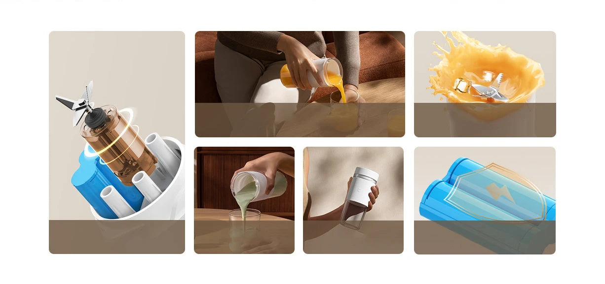 XIAOMI MIJIA Portable Blender,Makes 12 Cups Full Charge,Wireless and Portable,300ML Capacity Mixer Cup Juicer Machine,19,500rpm.