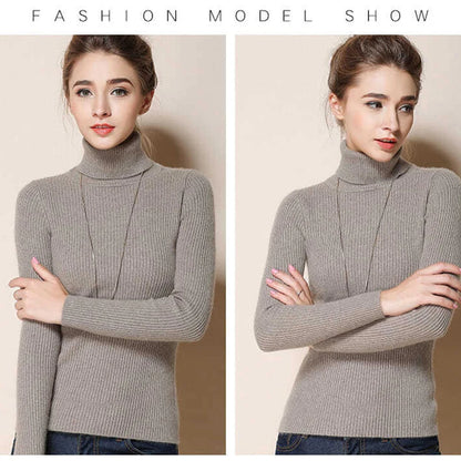 JMPRS Rollkragenpullover Frauen Mode Einfache Winter Pullover Jumper Hohe Elastische Gestrickte Herbst Weibliche Grundlegende Tops Casual Bluse