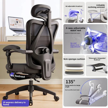 UVR Gaming-Computerstuhl, ergonomisches Design, Sessel, bequemer Mesh-Personenstuhl, Feldverstellbarer Drehstuhl, Bürostuhl