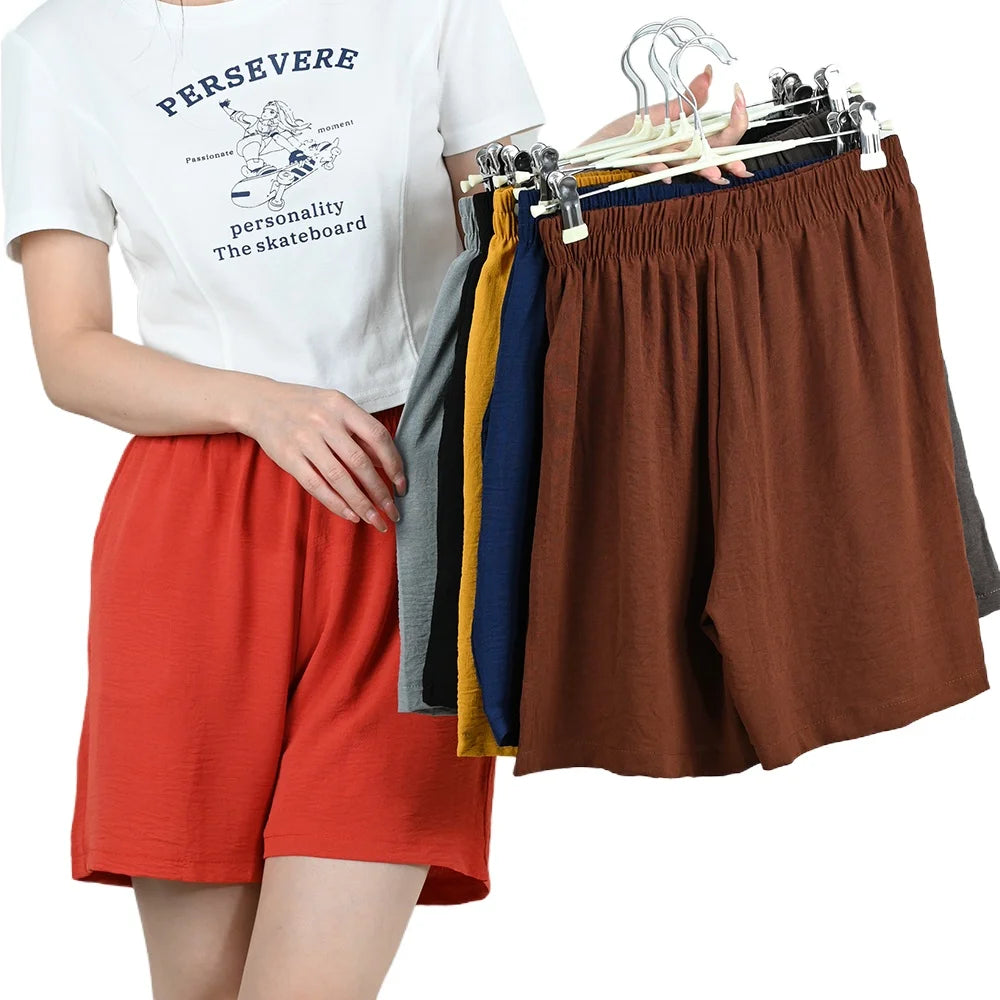 Summer Women Wide-leg Shorts Lady Elastic High Waist Loose Casual Hot Pants Female Large Size Beach Shorts Girls Cargo Trousers.