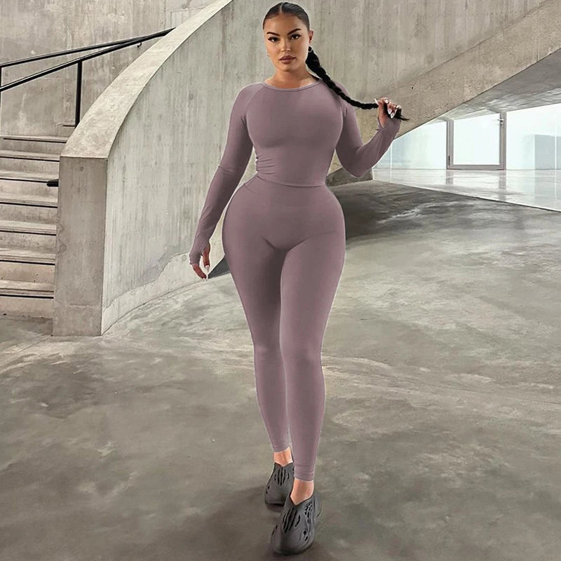 Dulzura Women 2024 Autumn Winter Long Sleeves Crop Tops Long Pants Two Piece Matching Sets Tracksuit Wholesale Items S3613114K.