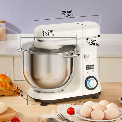 BioloMix Kitchen Food Stand Mixer, Blender, Quiet Motor, Cream Egg Whisk, Whip Dough Kneader, 6-Speed, 1200 W, 6 L, DC