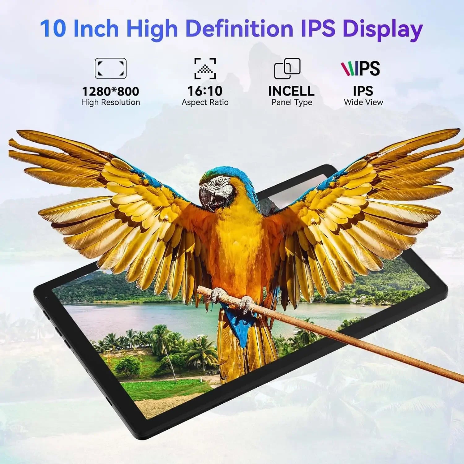 Android 15 Tablet 10 Inch OS GMS Certified Tablets 1.8 GHz 5-Core 20GB RAM 64 GB ROM 1TB Expand WiFi 6 Bluetooth 5.4 Dual Camera.