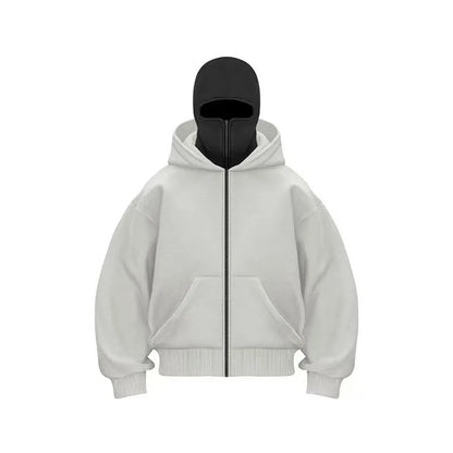 2025 Autumn Men Balaclava Y2K Gothic Harajuku Winter New Item Double Hooded Sweatshirt Men's Hooded Mask Zipper Sportswear Women.