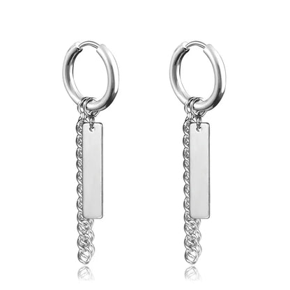 New Punk Stainless Steel Chain Hoop Earrings For Women Men 2023 Trendy Goth Pop Hip Hop Pendants Ear Jewelry Accessories Earring