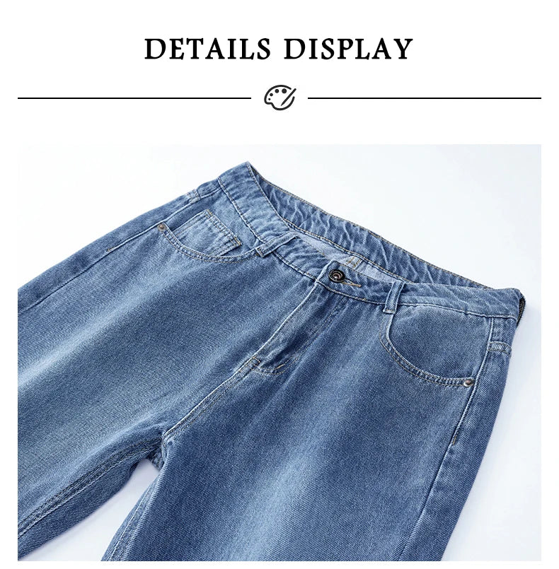 Mens Minimalist Loose Straight Wide Leg Denim Jeans 2025 Autumn Winter Retro Drape Comfortable Casual Pants Plus Size 38.