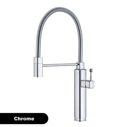 Modern red brass kitchen faucet with single handle and single hole ceramic valve core, hot and cold water pull-out sink Mixer