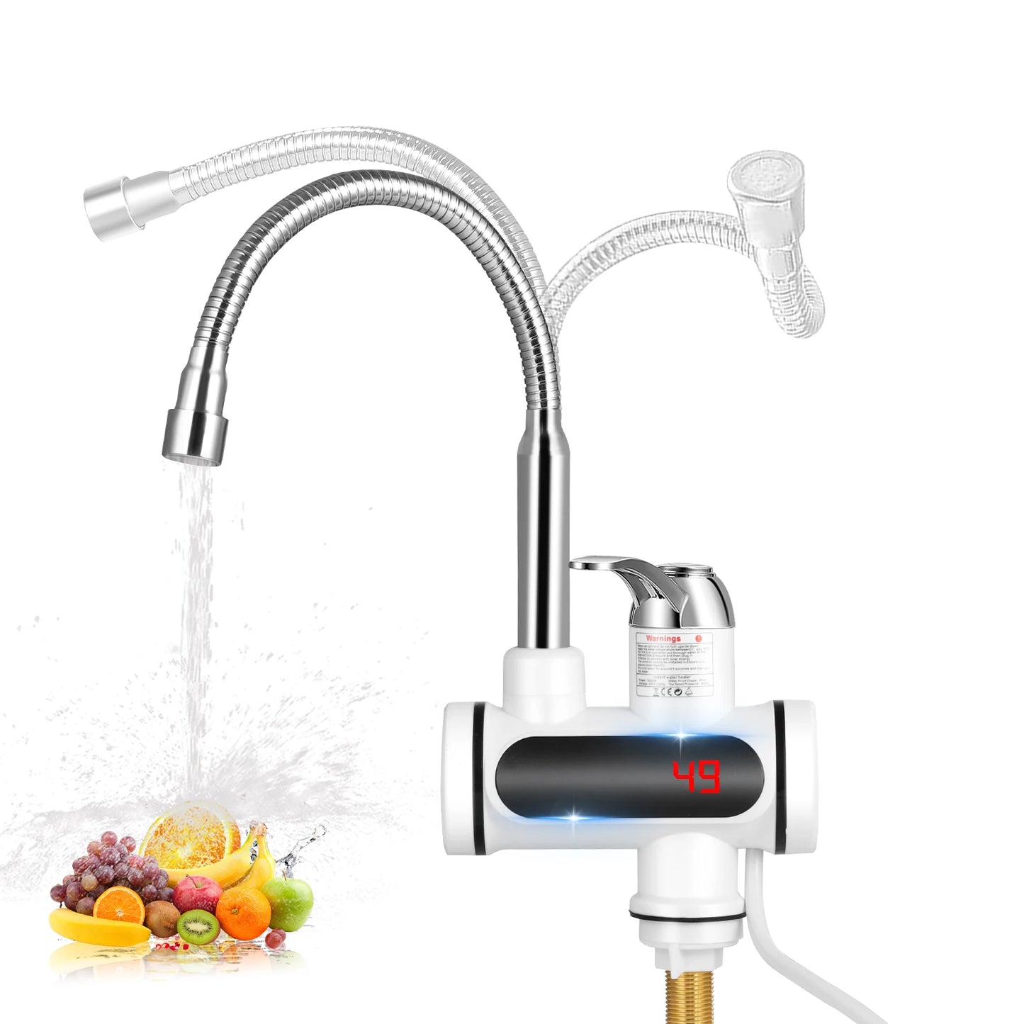Instant Hot Water Tap Electric Instant Heater Boiling Tap EU 220V Faucet Fast Hot Water Tap with LED Digital Display for Kitchen
