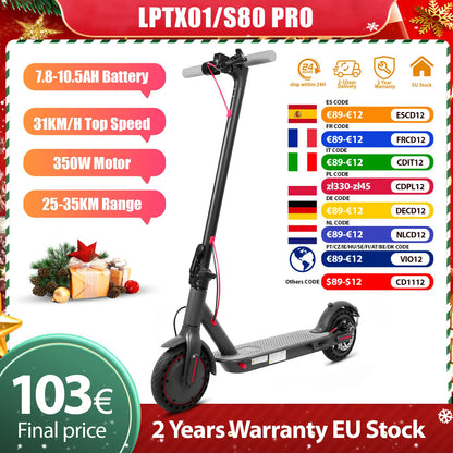 New 2025 AOVOPRO 31KM/H Adults Electric Scooter 36V 350W 25/35KM Long Range 8.5 Inch Dual Brake Folding Electric Kick Scooter.