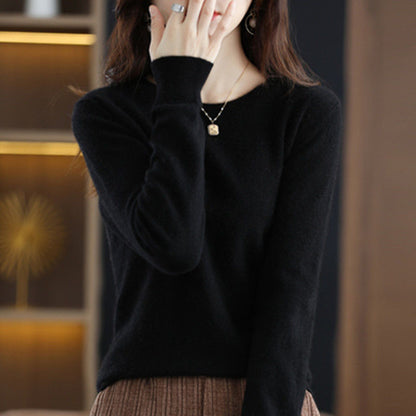 Frauen Pullover Oansatz Herbst Winter Grundlegende Pullover Warme Casual Pulls Jumper Koreanische Lange ärmeln Solide Strickwaren Bodenbildung Shirt