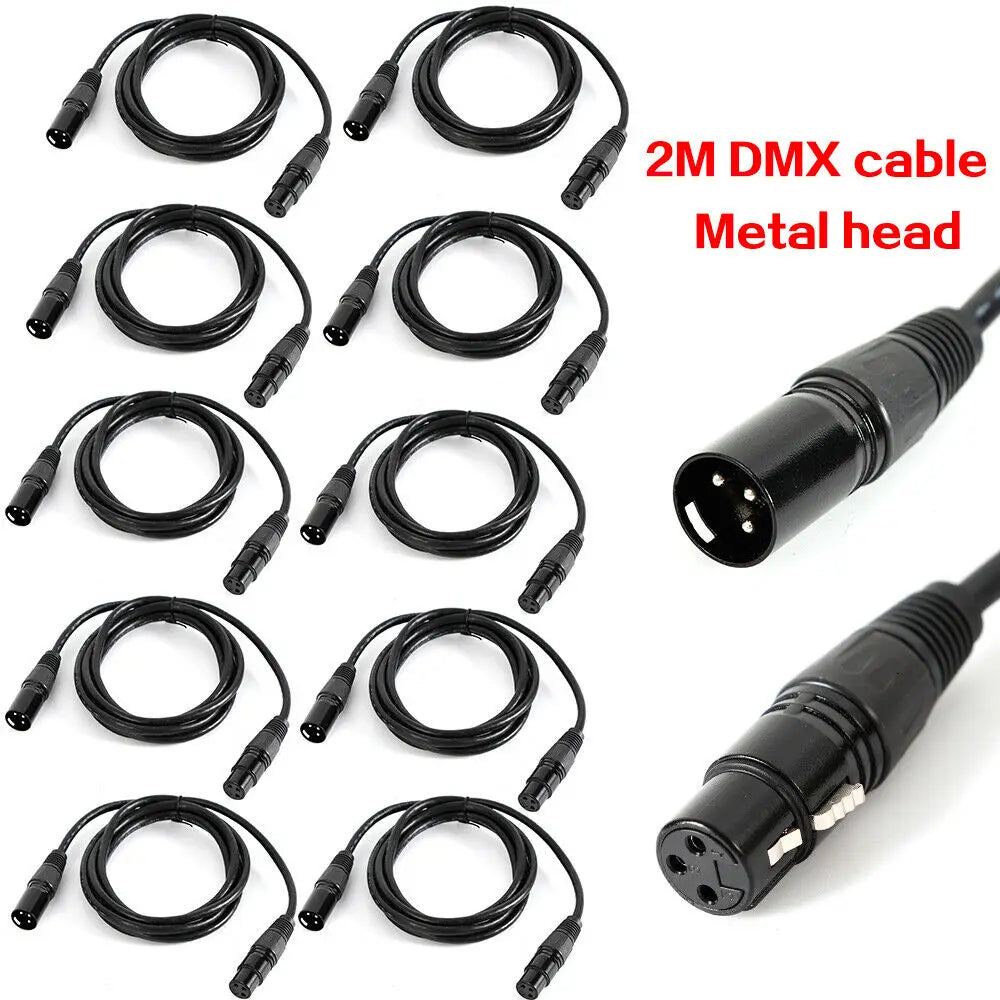 10 x Dmx Cable 2.0 m Xlr 3-Pole Male-Female For 110 Ohm Application.