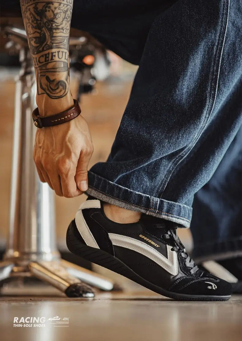 Maden Unisex Summer Vintage Patchwork Racing Shoes Breathable German Trainers Sneakers Thin Sole Casual Lace-Up Sporty Shoes.